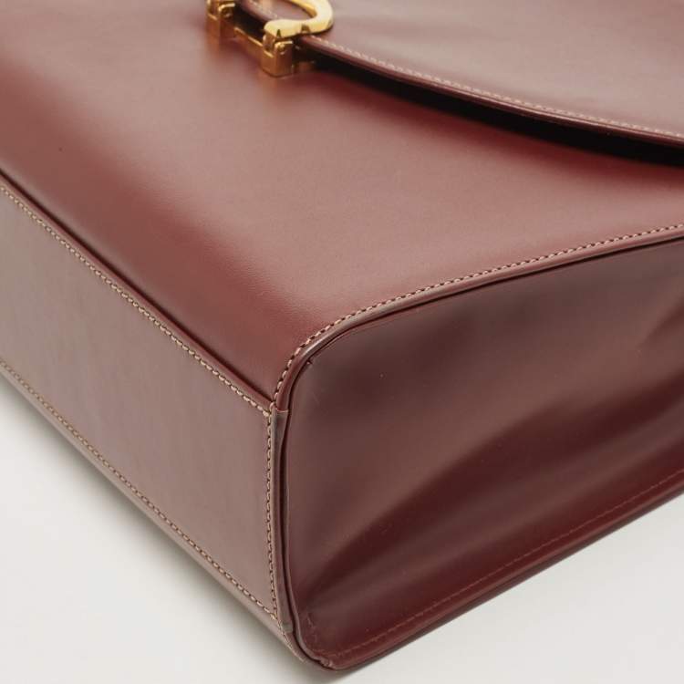 Pre Owned Cartier Burgundy Leather Le Must De Cartier Top Handle Bag