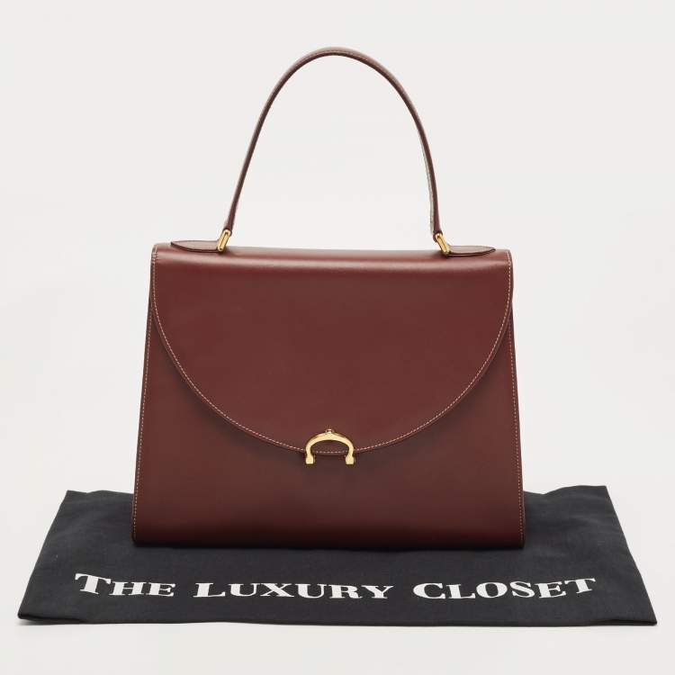 Pre Owned Cartier Burgundy Leather Le Must De Cartier Top Handle Bag