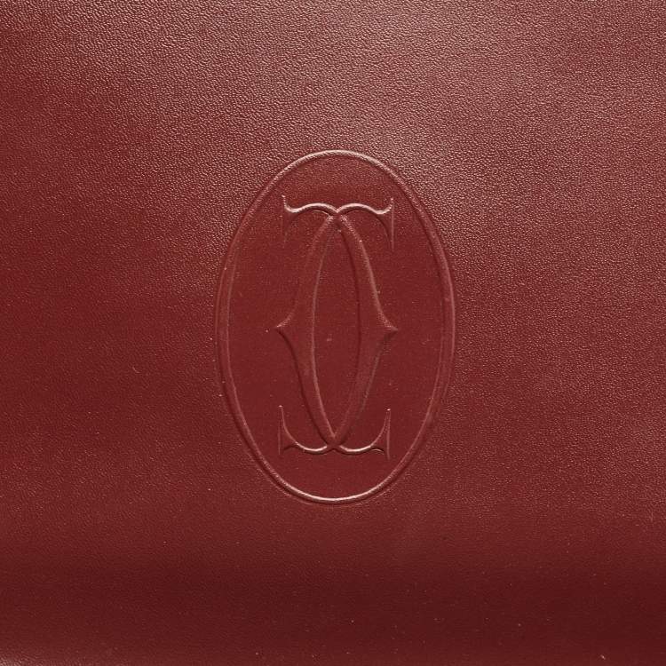 Pre Owned Cartier Burgundy Leather Le Must De Cartier Top Handle Bag