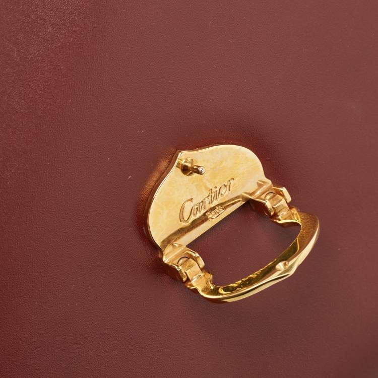 Pre Owned Cartier Burgundy Leather Le Must De Cartier Top Handle Bag