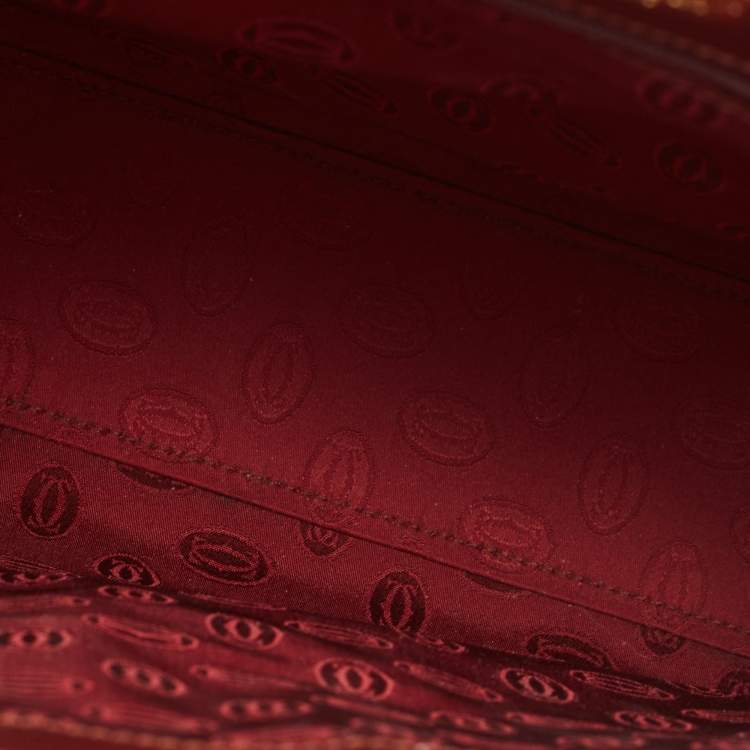 Pre Owned Cartier Burgundy Leather Le Must De Cartier Top Handle Bag
