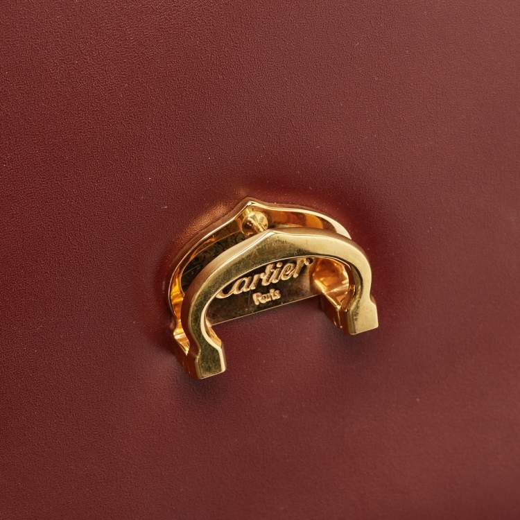 Pre Owned Cartier Burgundy Leather Le Must De Cartier Top Handle Bag