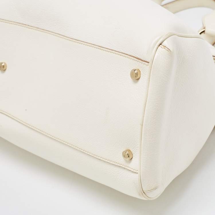 Pre Owned Cartier Off-White Leather Large Marcello de Cartier Bag