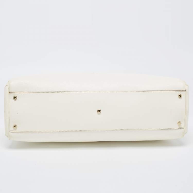 Pre Owned Cartier Off-White Leather Large Marcello de Cartier Bag