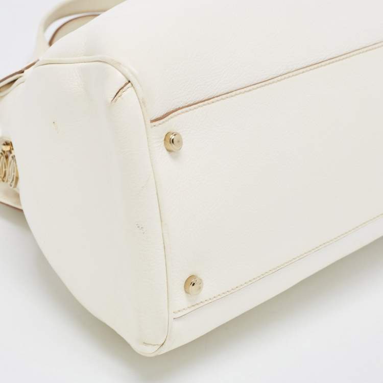 Pre Owned Cartier Off-White Leather Large Marcello de Cartier Bag