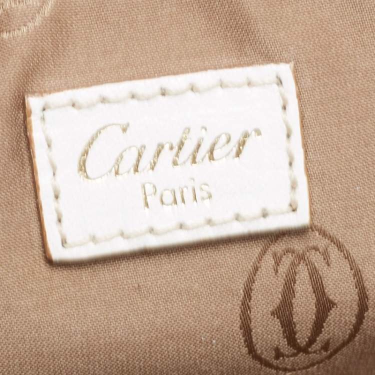 Pre Owned Cartier Off-White Leather Large Marcello de Cartier Bag