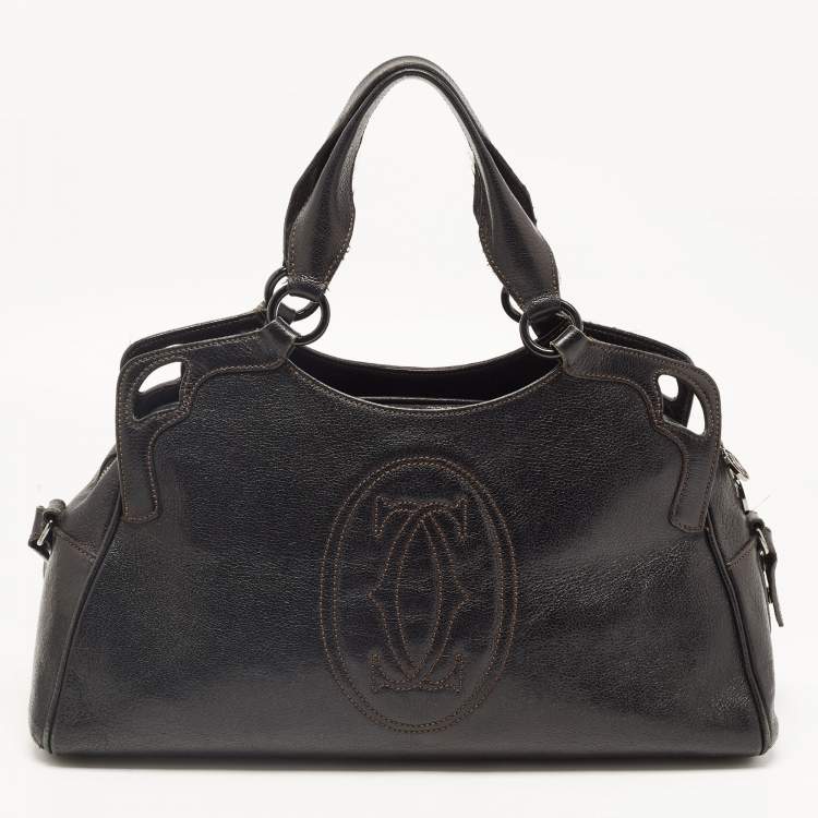 Pre Owned Cartier Black Leather Small Marcello de Cartier Bag