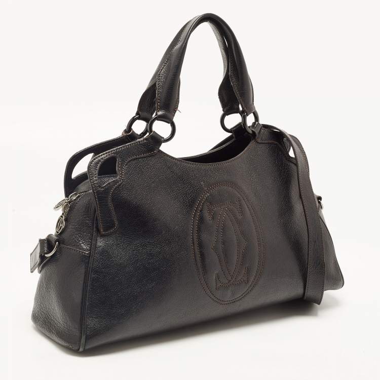 Pre Owned Cartier Black Leather Small Marcello de Cartier Bag