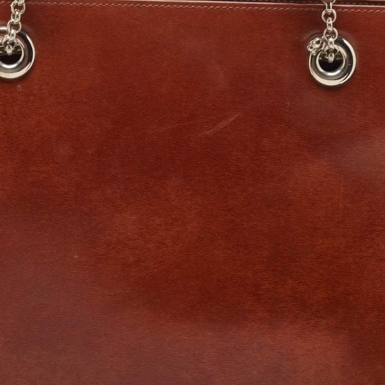 Pre Owned Cartier Brown Gloss Leather Panther Tote