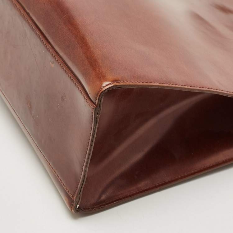 Pre Owned Cartier Brown Gloss Leather Panther Tote