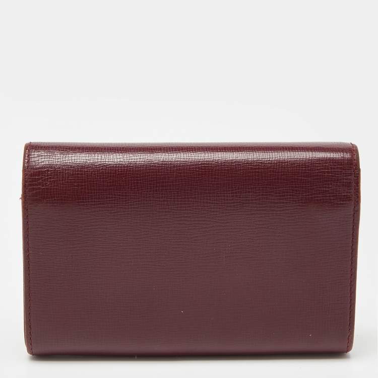 Pre Owned Cartier Burgundy Leather Marcello de Cartier Flap Compact Wallet