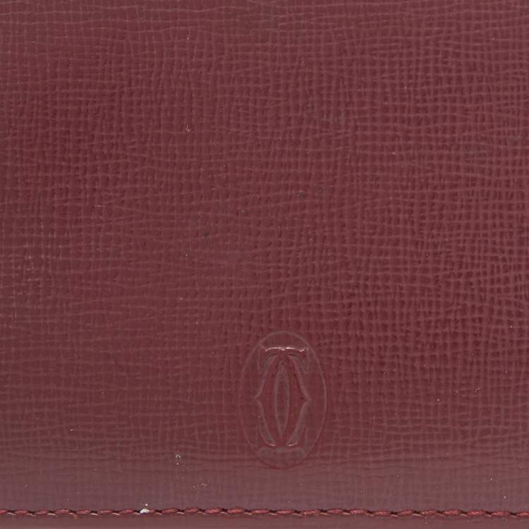 Pre Owned Cartier Burgundy Leather Marcello de Cartier Flap Compact Wallet