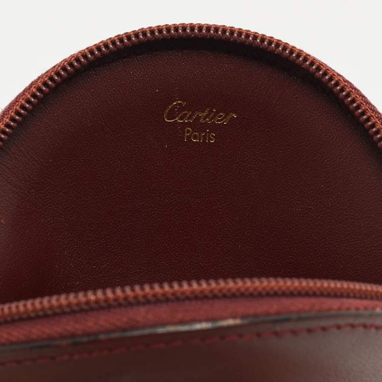Pre Owned Cartier Burgundy Leather Must De Round Coin Purse