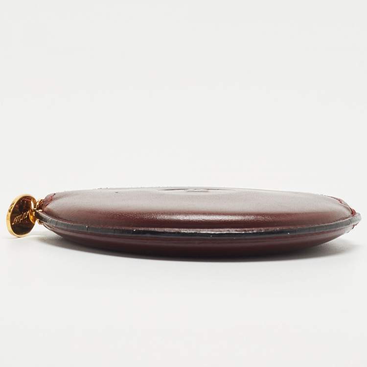 Pre Owned Cartier Burgundy Leather Must De Round Coin Purse