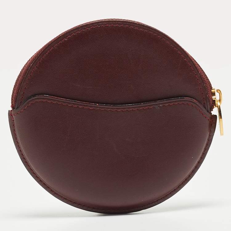 Pre Owned Cartier Burgundy Leather Must De Round Coin Purse