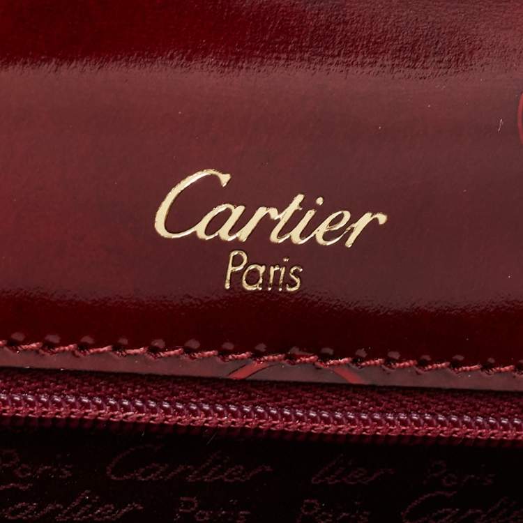 Pre Owned Cartier Red Patent Leather Happy Birthday Top Handle Bag