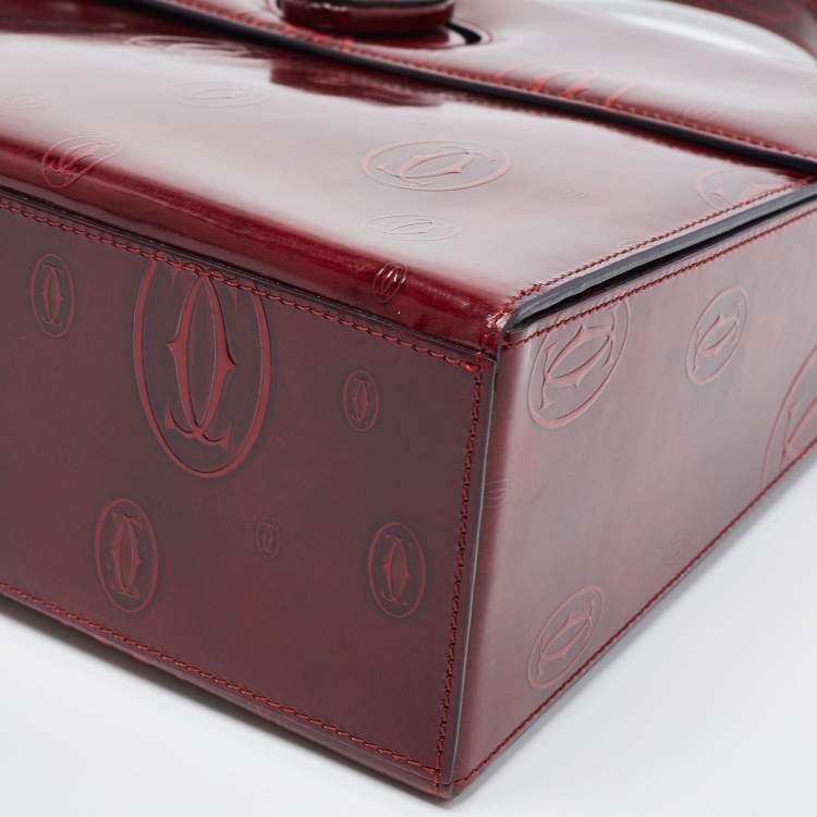 Pre Owned Cartier Red Patent Leather Happy Birthday Top Handle Bag
