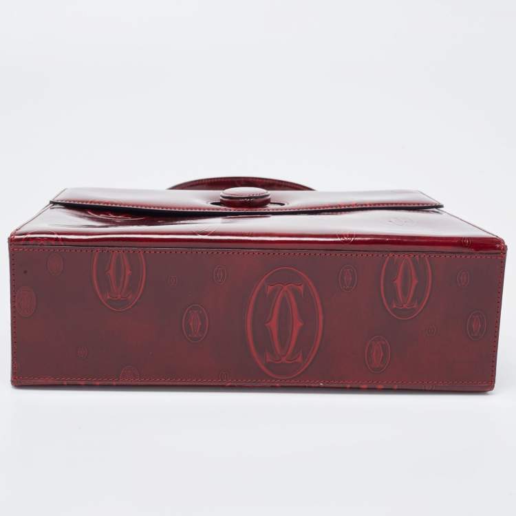 Pre Owned Cartier Red Patent Leather Happy Birthday Top Handle Bag
