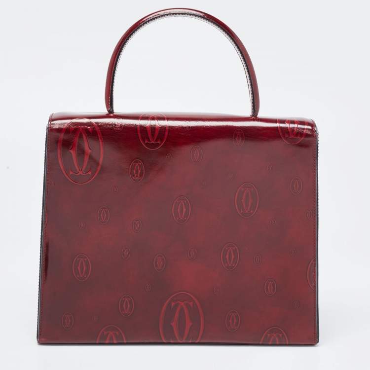 Pre Owned Cartier Red Patent Leather Happy Birthday Top Handle Bag