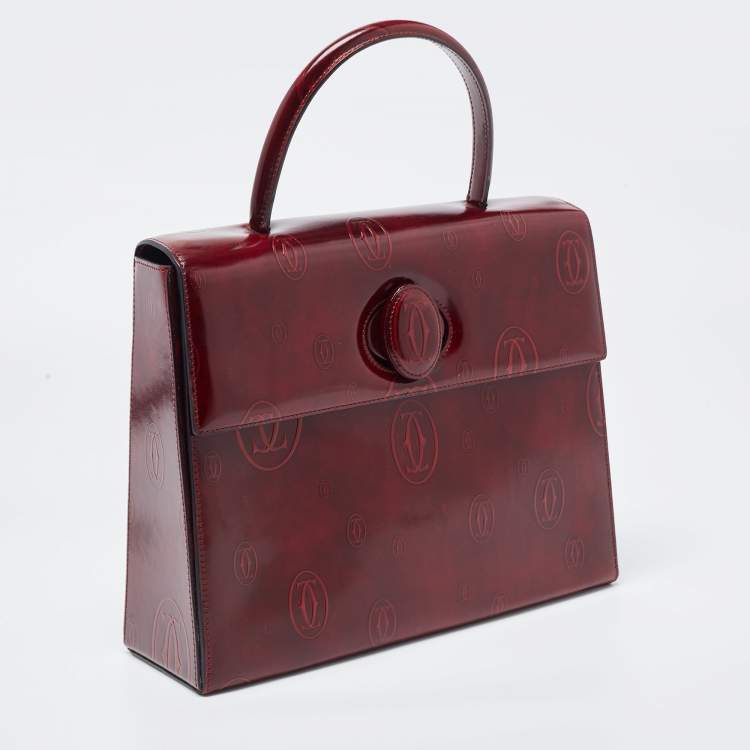 Pre Owned Cartier Red Patent Leather Happy Birthday Top Handle Bag