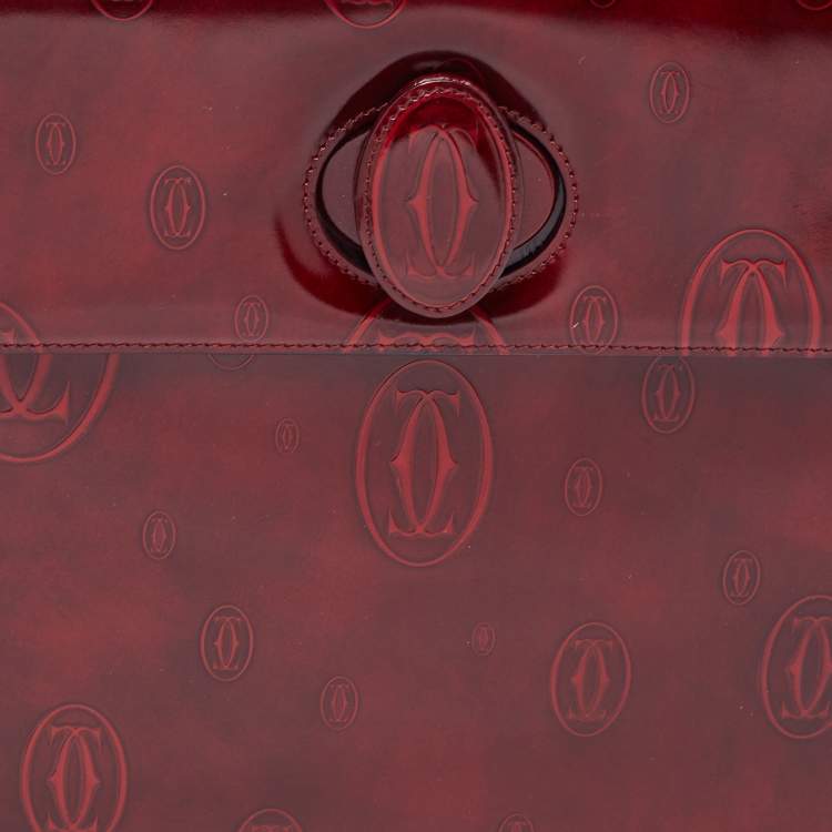 Pre Owned Cartier Red Patent Leather Happy Birthday Top Handle Bag