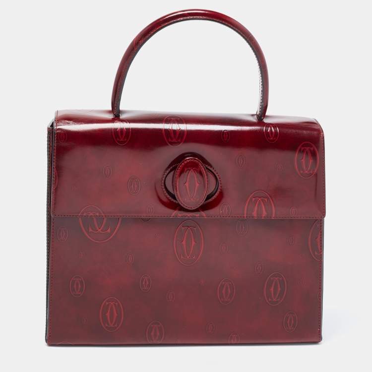 Pre Owned Cartier Red Patent Leather Happy Birthday Top Handle Bag