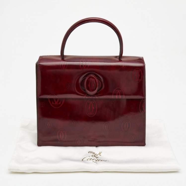 Pre Owned Cartier Red Patent Leather Happy Birthday Top Handle Bag