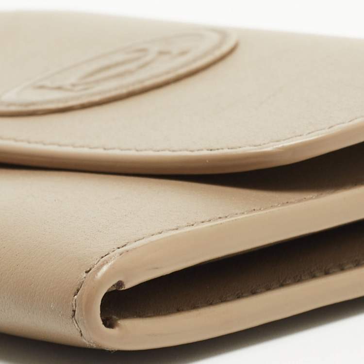 Pre Owned Cartier Beige Leather Must De Cartier Flap Card Case