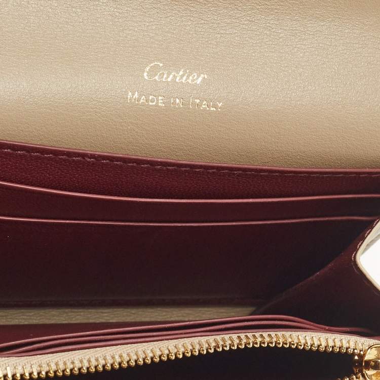 Pre Owned Cartier Beige Leather Must De Cartier Flap Card Case