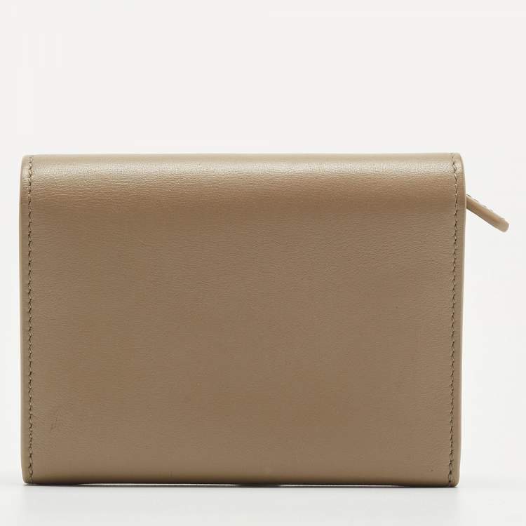 Pre Owned Cartier Beige Leather Must De Cartier Flap Card Case