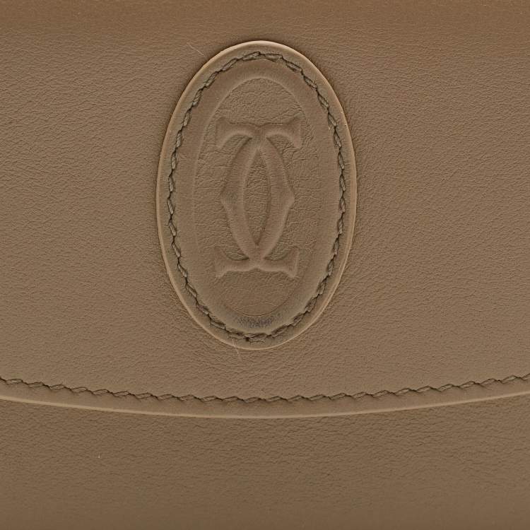 Pre Owned Cartier Beige Leather Must De Cartier Flap Card Case