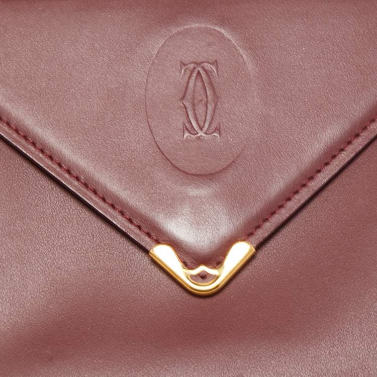 Pre Owned Cartier Burgundy Leather Must de Cartier Envelope Wallet