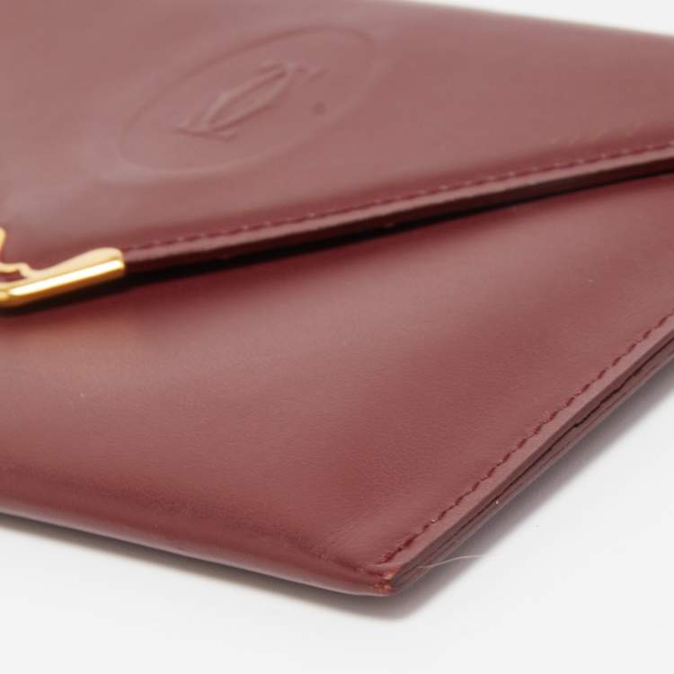 Pre Owned Cartier Burgundy Leather Must de Cartier Envelope Wallet