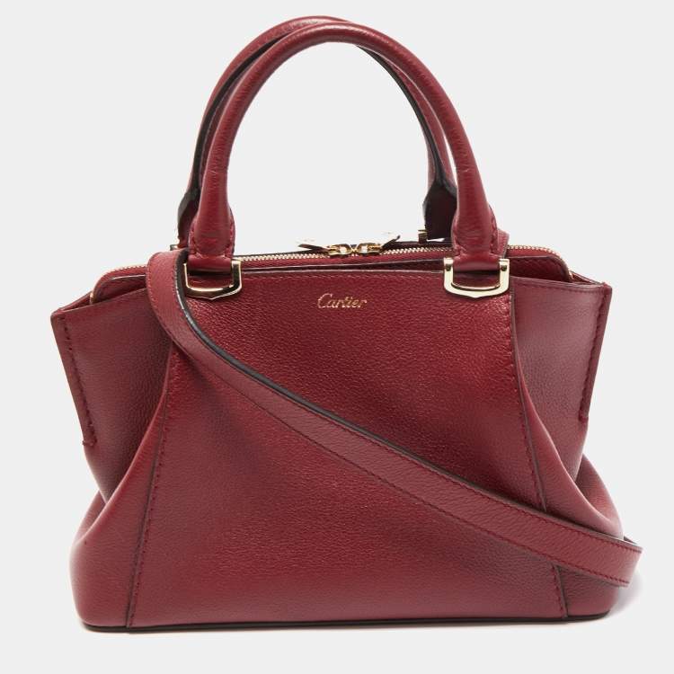 Pre Owned Cartier Red Leather Mini C de Cartier Satchel