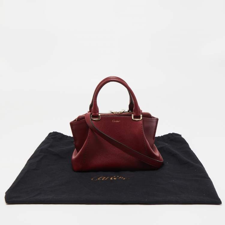 Pre Owned Cartier Red Leather Mini C de Cartier Satchel