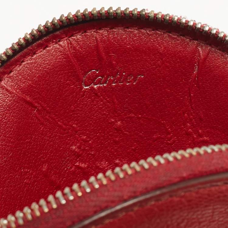 Pre Owned Cariter Red Leather Round Coin Purse