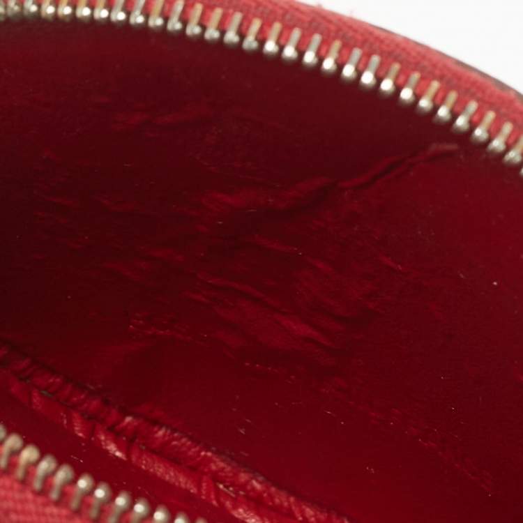 Pre Owned Cariter Red Leather Round Coin Purse