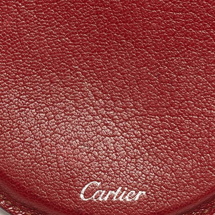 Pre Owned Cariter Red Leather Round Coin Purse