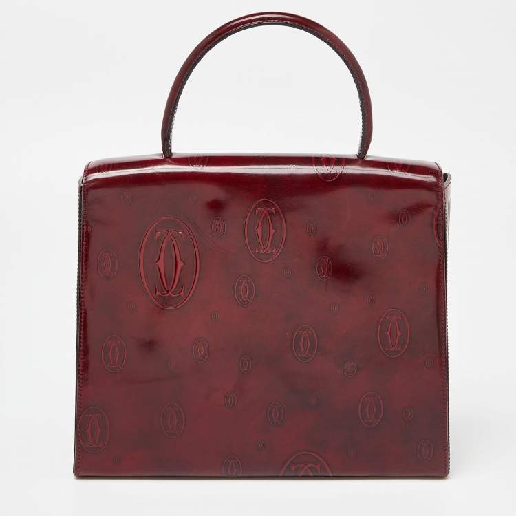 Pre Owned Cartier Red Patent Leather Happy Birthday Top Handle Bag