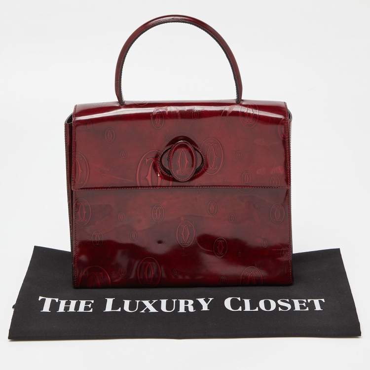 Pre Owned Cartier Red Patent Leather Happy Birthday Top Handle Bag