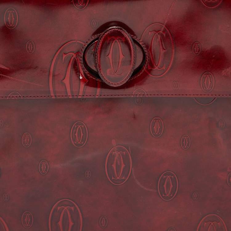 Pre Owned Cartier Red Patent Leather Happy Birthday Top Handle Bag