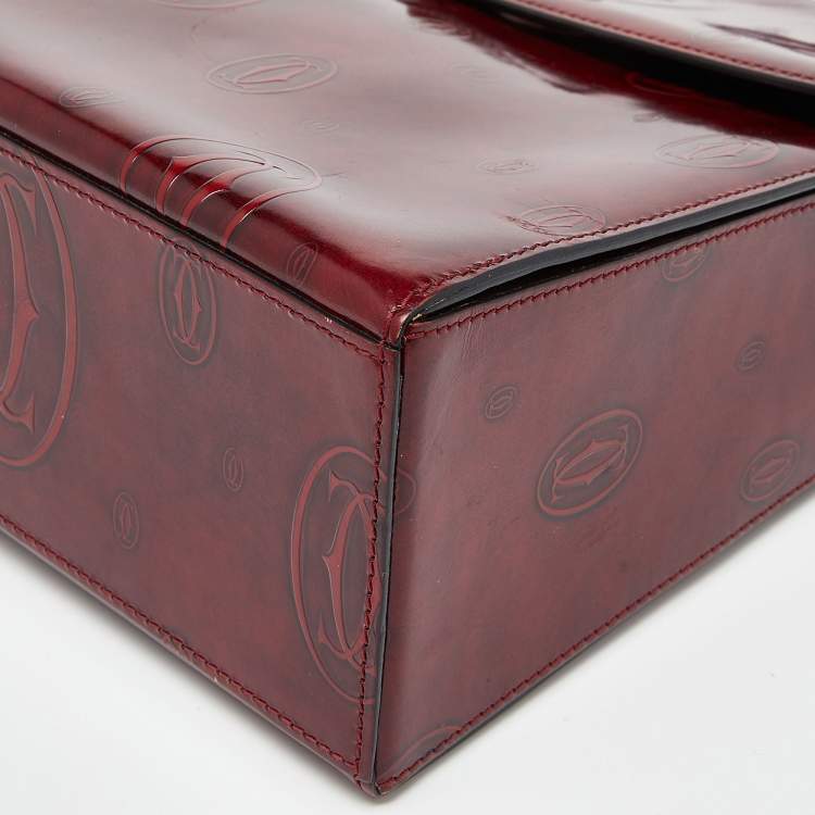 Pre Owned Cartier Red Patent Leather Happy Birthday Top Handle Bag