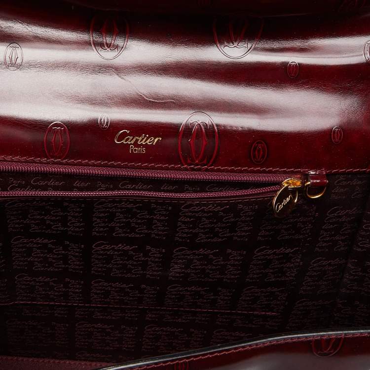 Pre Owned Cartier Red Patent Leather Happy Birthday Top Handle Bag
