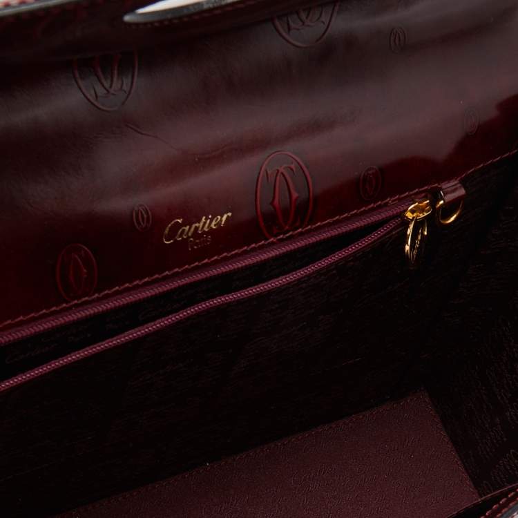 Pre Owned Cartier Red Patent Leather Happy Birthday Top Handle Bag