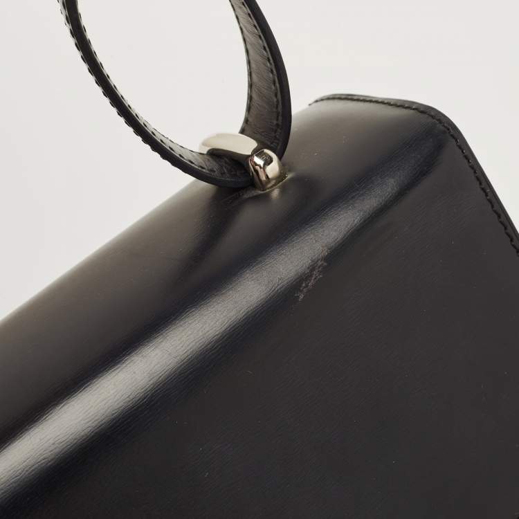 Pre Owned Cartier Black Glossy Leather Panthere Shoulder Bag