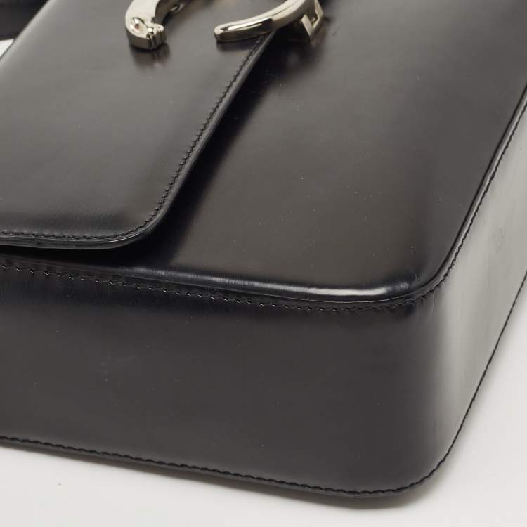 Pre Owned Cartier Black Glossy Leather Panthere Shoulder Bag