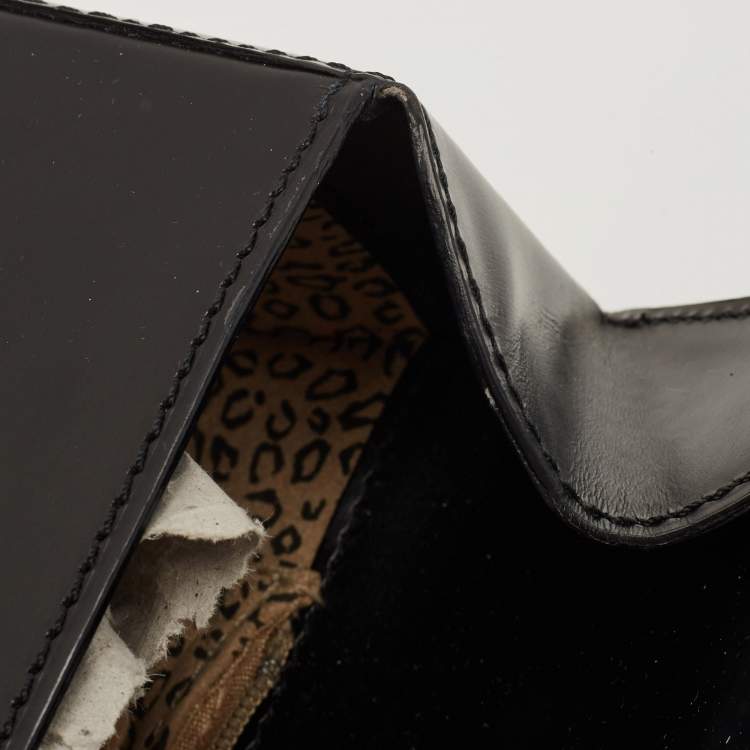 Pre Owned Cartier Black Glossy Leather Panthere Shoulder Bag