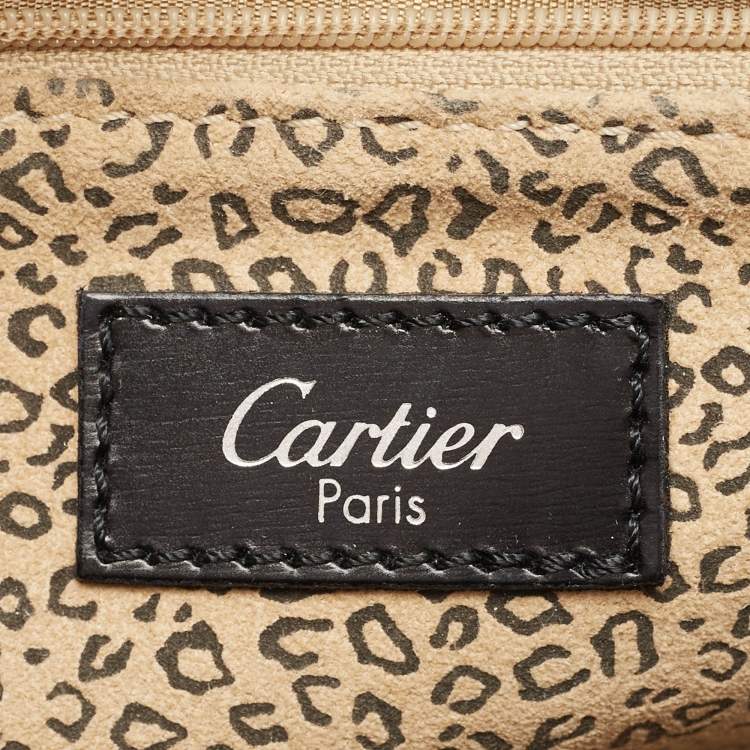Pre Owned Cartier Black Glossy Leather Panthere Shoulder Bag