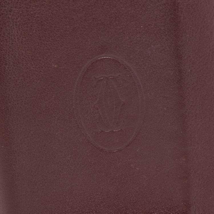 Pre Owned Cartier Burgundy Leather Must De Cartier Card Holder