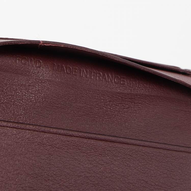Pre Owned Cartier Burgundy Leather Must De Cartier Card Holder